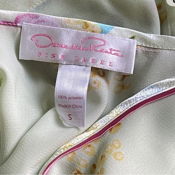 Oscar De La Renta Pink Label Satin Pullover Nightgown Robe Floral Design - Picture 6 of 6